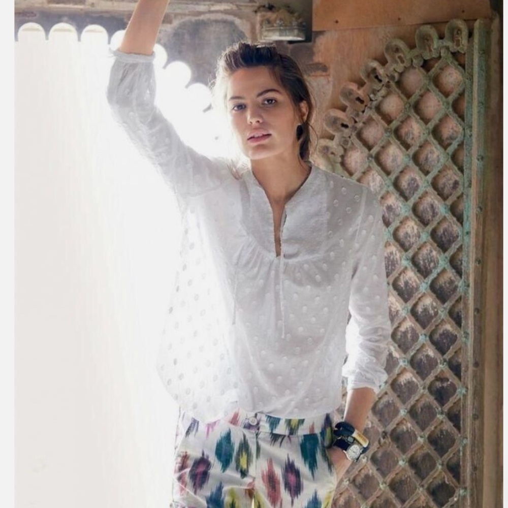 J.Crew Swiss dot peasant blouse